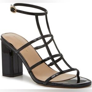 Marc Fisher Women's Norene Caged Block Heel Sandals - Black Patent
